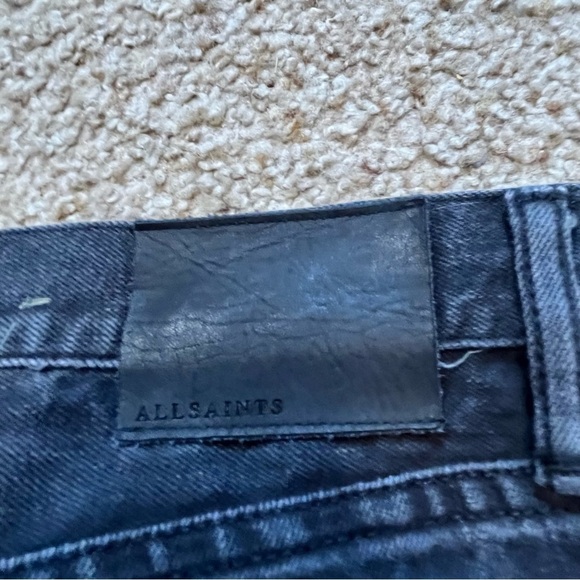 All Saints Cigarette High Rise Skinny Jeans Stone Black Gray Wash Button Fly 30 - Picture 7 of 10